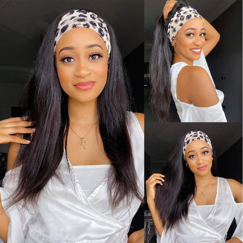Super Sale Straight Human Hair Glueless Headband Wig