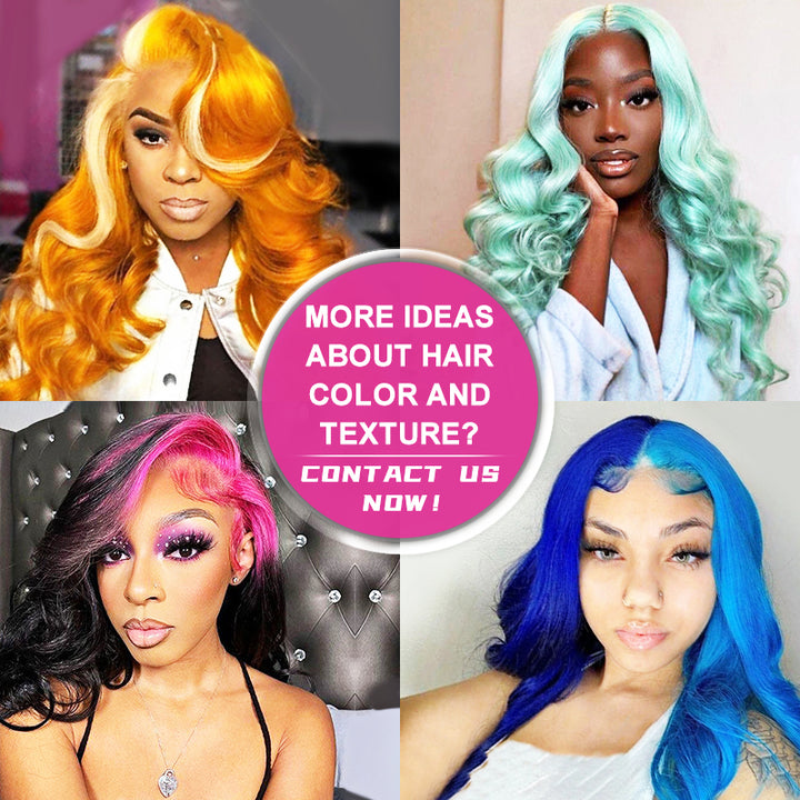Cherry Red /Blue Skunk Stripe Straight Transparent Lace Front Human Hair Wigs