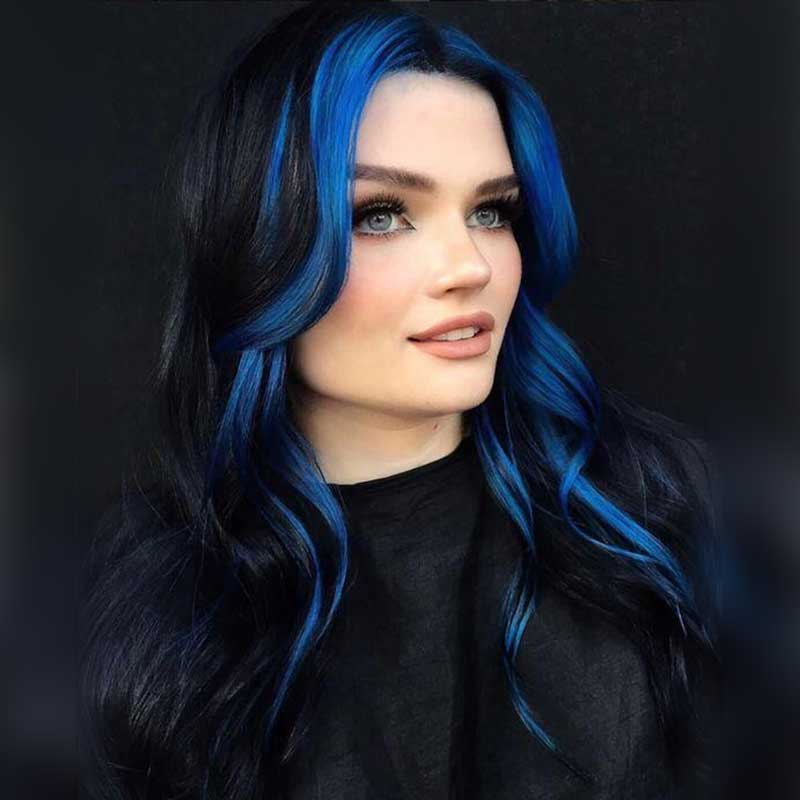 Cherry Red /Blue Skunk Stripe Straight