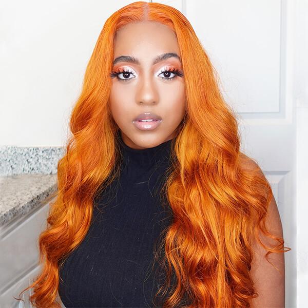 Ginger Orange Body Wave Transparent Lace Front Wig