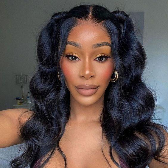 Body Wave 4*4 Transparent Lace Closure Wigs 100% High Quality Virgin Hair Wigs Natural Black bling hair