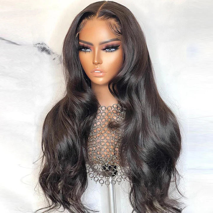 Super Sale $121 24" Body Wave 4X4 Lace Closure Human Hair Wig 150% Density