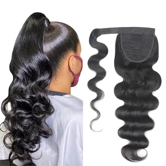 High Ponytail With Clip In Wrap-around Ponytail Extension Human Hair