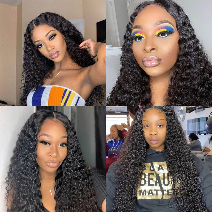 Deep Wave 3 faisceaux avec fermeture 4 × 4 100% cheveux vierges Bling Hair