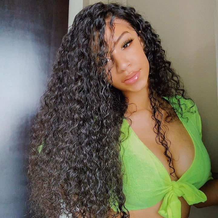 Deep Wave Wig 13*4 Transparent Lace Front Wigs 180%&220%&250% Density Brazilian Human Hair Wigs bling hair