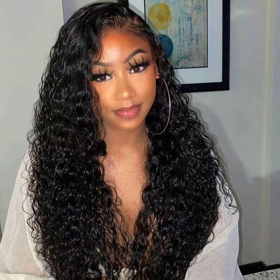 Deep Wave Wig 13*4 Transparent Lace Front Wigs 180%&220%&250% Density Brazilian Human Hair Wigs bling hair