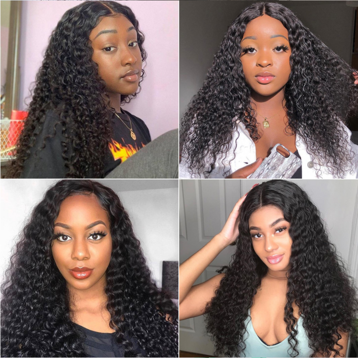 Deep Wave Wig 13*4 Transparent Lace Front Wigs 180%&220%&250% Density Brazilian Human Hair Wigs bling hair