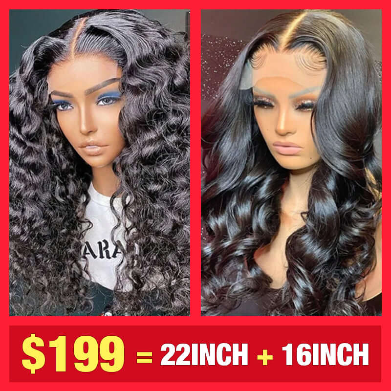 Bienvenue à nouveau 199 $ = (22 pouces + 16 pouces) PERRUQUES 4X4