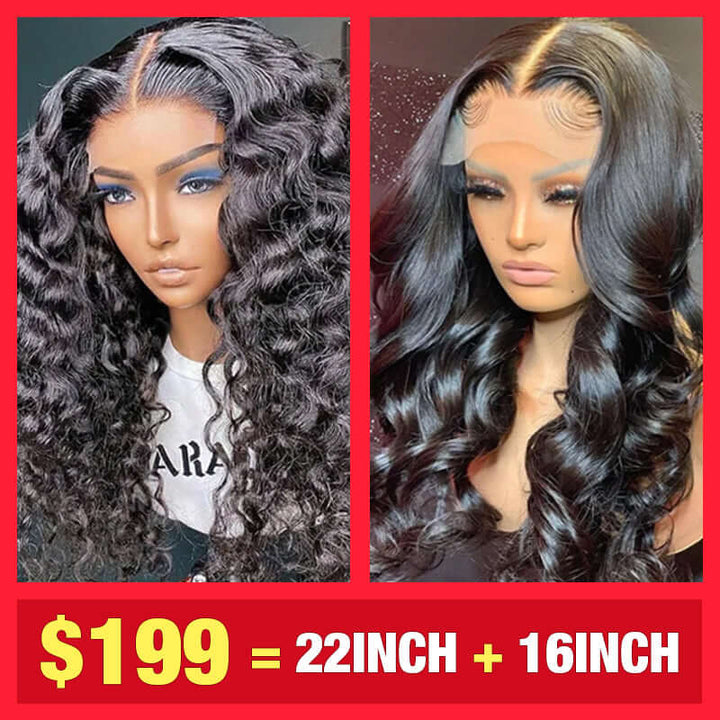 Bienvenue à nouveau 199 $ = (22 pouces + 16 pouces) PERRUQUES 4X4