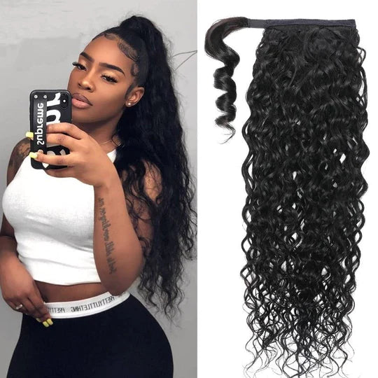 High Ponytail With Clip In Wrap-around Ponytail Extension Human Hair