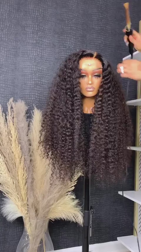 250% High Density Human Hair Wig Deep Curl Lace Front Wigs Pre Plucked Virgin Hair Blinghair