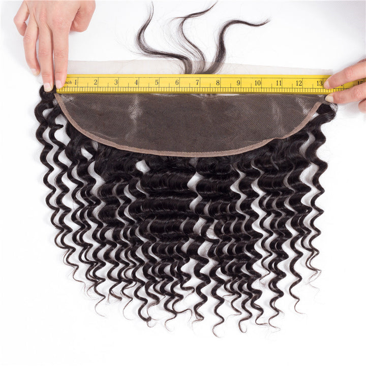 Deep Wave Human Hair Closure 13*4 Lace Frontal Natural Color bling hair - Bling Hair