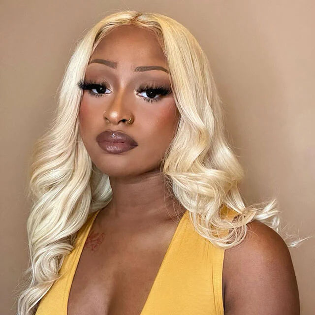 #613 Blonde Wig Body Wave 5x5 Lace Closure Virgin Human Hair Wigs