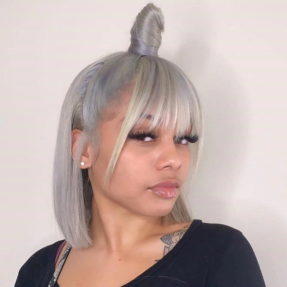 Peluca frontal de encaje transparente de color caramelo 13 * 4 Pelucas rectas de Bob corto Blinghair 