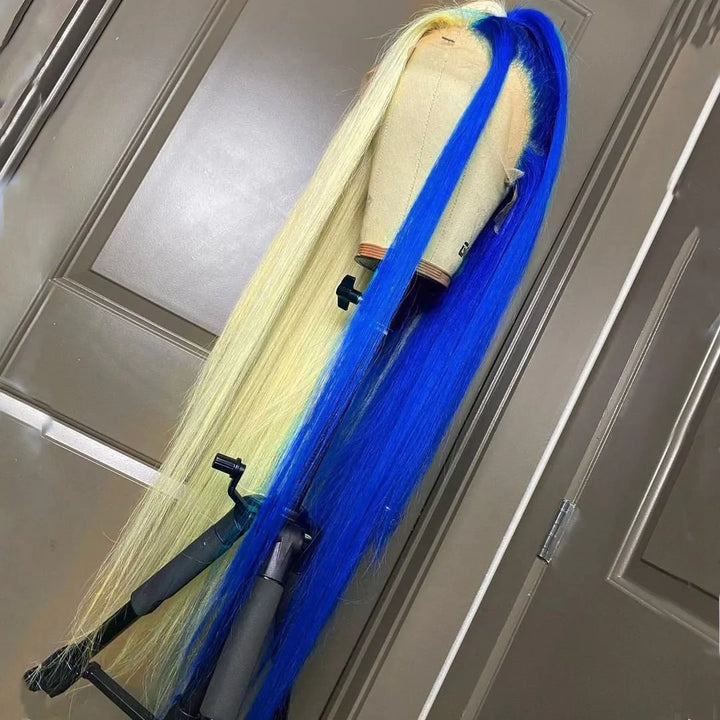 Blinghair Half Blonde Color Human Hair Straight Lace Front Wig