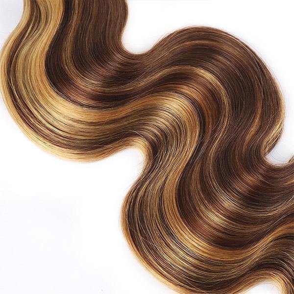Highlight Body Wave Bundles Remy Brazilian Human Hair P4/27 Ombre Piano Color Hair Extensions
