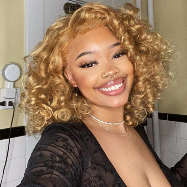Honey Blonde HD Lace Front Wig Loose Deep Pre-Plucked Human Hair Wigs