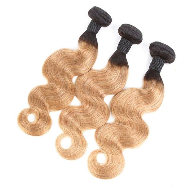 1B27 Body Wave 3 Bundles With 4×4 Closure 100% Virgin Hair Blinghair