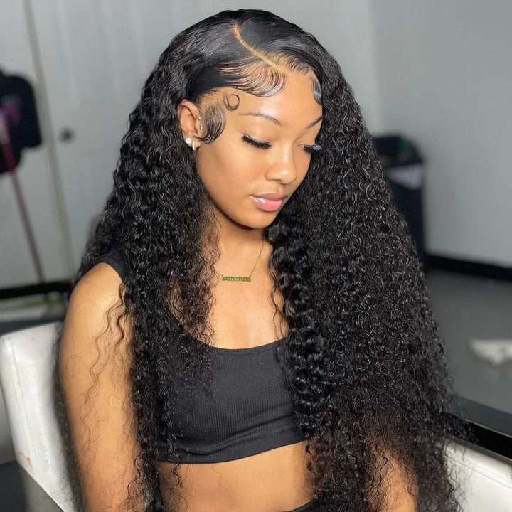 Jerry Curly Pre Plucked Human Hair Lace Wig Natural Hairline With Baby Hair