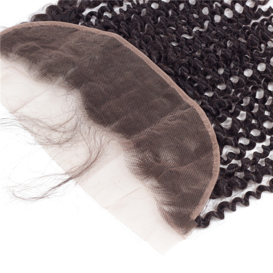 Kinky Curly Human Hair Closure 13*4 Lace Frontal Natural Color bling hair - Bling Hair