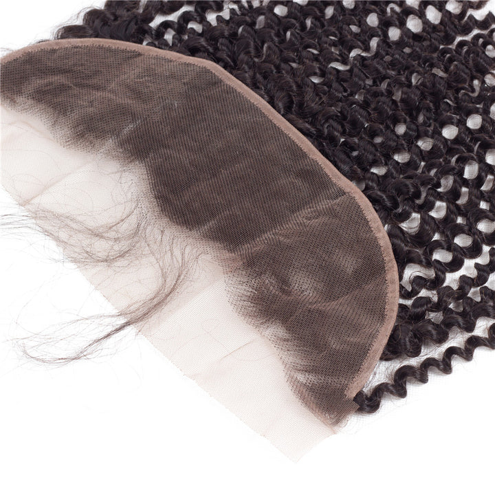 Kinky Curly Human Hair Closure 13*4 Lace Frontal Natural Color bling hair - Bling Hair