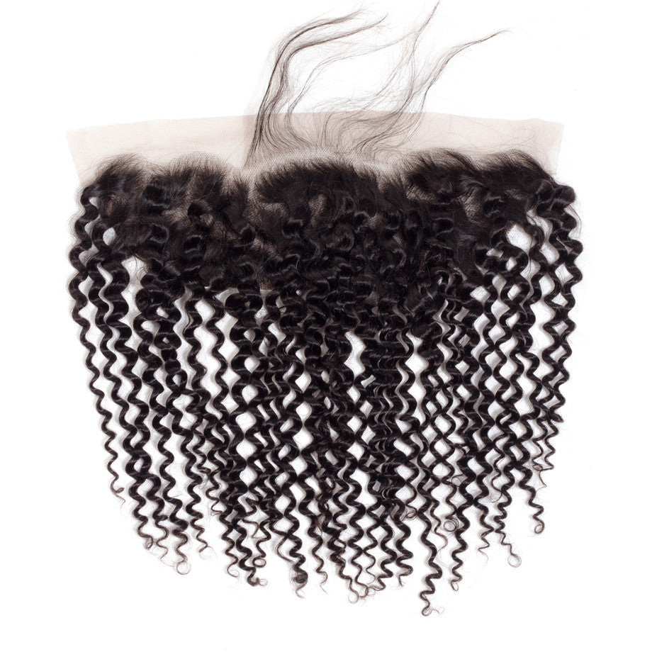 Kinky Curly Human Hair Closure 13*4 Lace Frontal Natural Color bling hair - Bling Hair