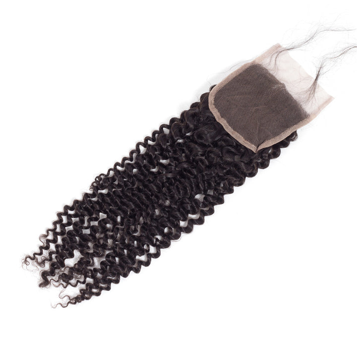Kinky Curly Human Hair Closure 4*4  Lace Closure Natural Color bling hair - Bling Hair