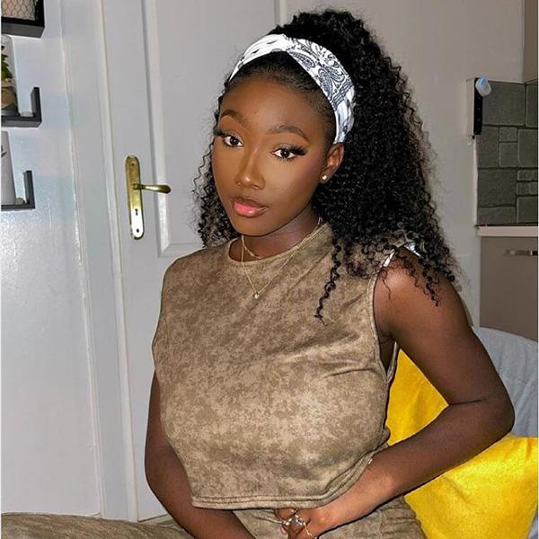 BlingHair Kinky Curly Headband Human Hair Wig No Code Needed