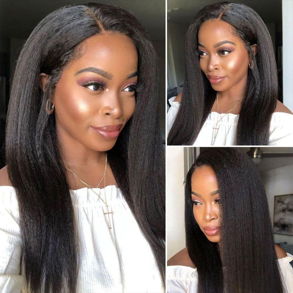 Kinky Straight 100% Human Hair 4 Bundles With 4×4 Closure Free Part Bling Hair