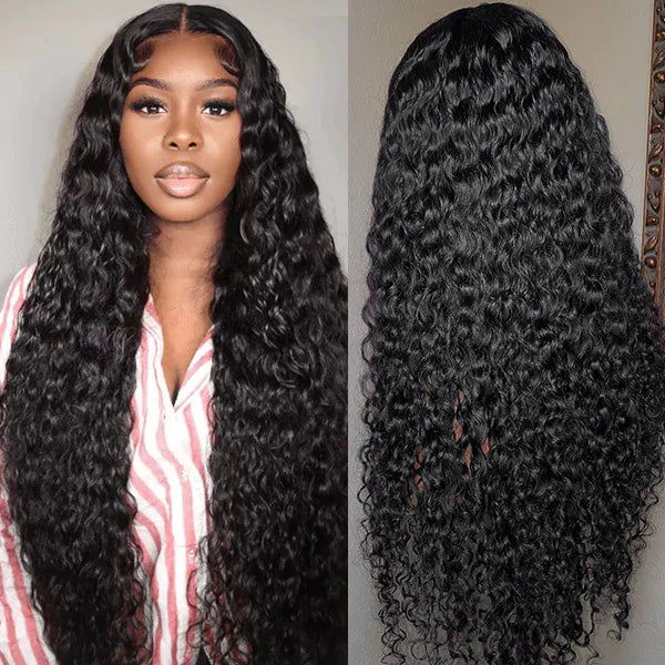 Blinghair Pull Go 42Inch Deep Curly HD Lace Front Human Hair Wigs 250% Density