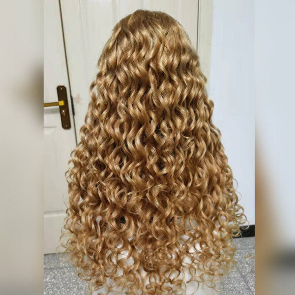 Honey Blonde HD Lace Front Wig Loose Deep Pre-Plucked Human Hair Wigs