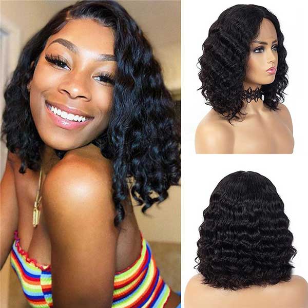 Wholesale Loose Deep Wave Short Bob Wigs Blunt Cut Lace Closure Wig