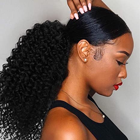 Afro Kinky Curly Ponytail Human Hair Remy Brésilien Wrap Around Ponytail Drawstring Ponytail Clip In Hair Extensions