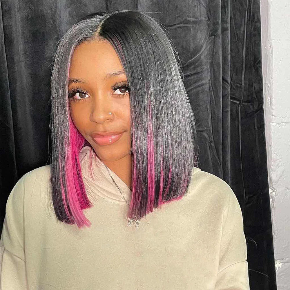 Buy One Get One Free 4x4 Deep Wave Wig Plus Peakaboo Colored Bob Wig