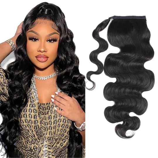 High Ponytail With Clip In Wrap-around Ponytail Extension Human Hair