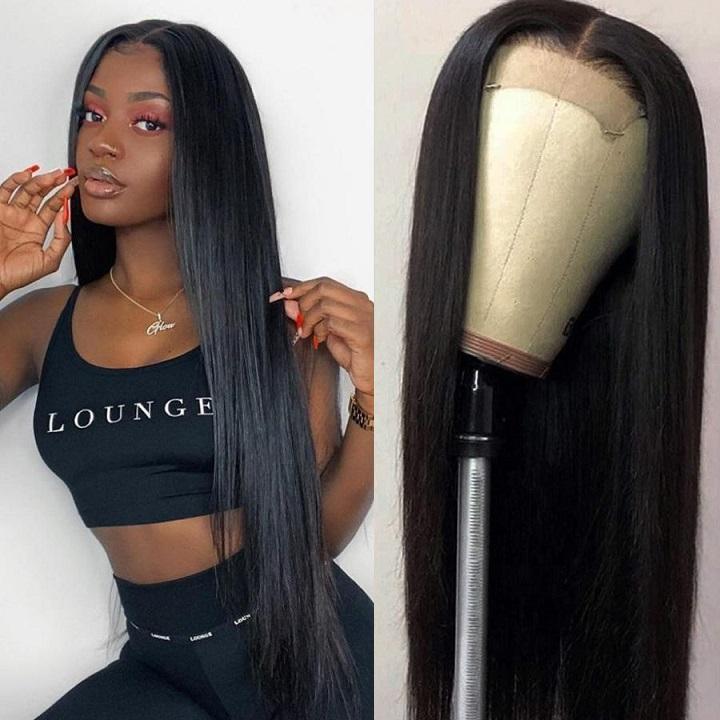 Bone Straight Wig 4x4 Transparent Lace Closure Wigs Virgin Hair Wigs Pre-plucked with baby hair
