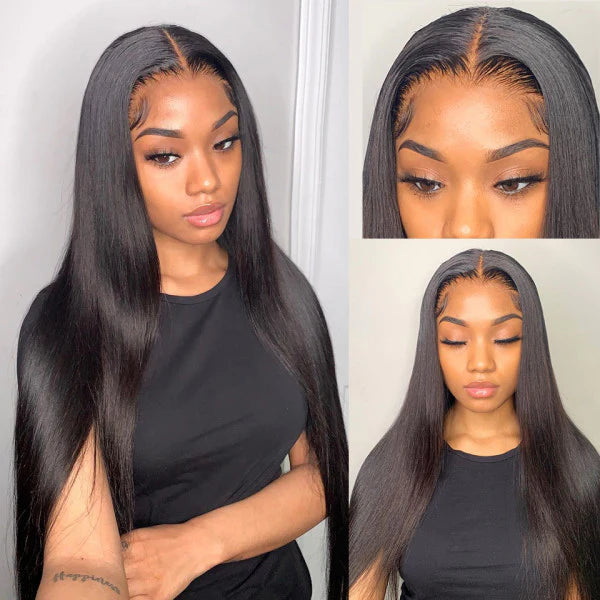Bling Hair 16-40 Inch Straight Lace Front Human Hair Wigs 13x4 Full Frontal 180% 210% 250% Density