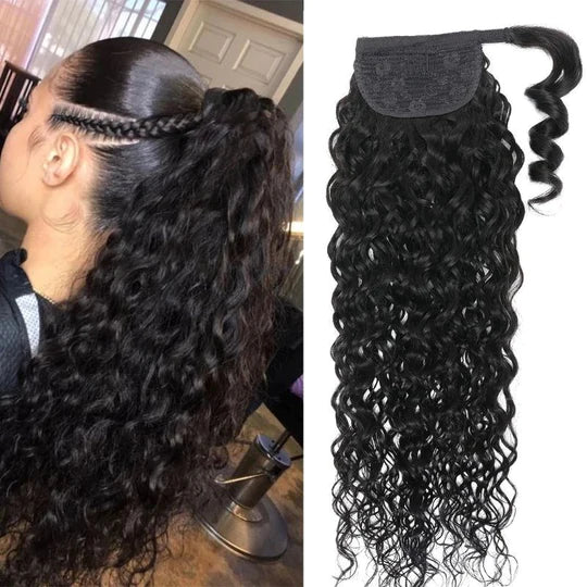 High Ponytail With Clip In Wrap-around Ponytail Extension Human Hair